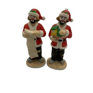 Flambro Emmett Kelly‎ Jr Christmas Figurines Set 2 Ornaments Circus Memorabilia